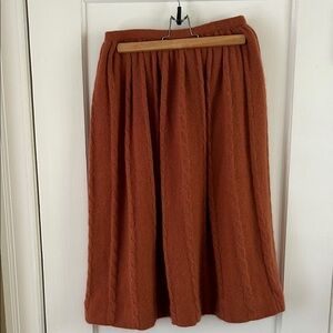Salvatore Ferragamo angora wool Rust Orange Cable Knit Skirt